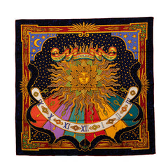 エルメス カレ90 CARPE DIEM 今日一日を楽しむ スカーフ ネイビー ゴールド マルチカラー シルク レディース HERMES 【中古】