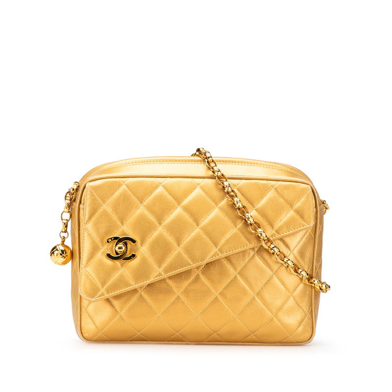 シャネル マトラッセ ココマーク ココボール チェーンショルダーバッグ ゴールド ラムスキン レディース CHANEL 【中古】