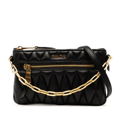 ミュウミュウ マテラッセ ハンドバッグ ショルダーバッグ 2WAY ブラック レザー レディース MIUMIU 【中古】