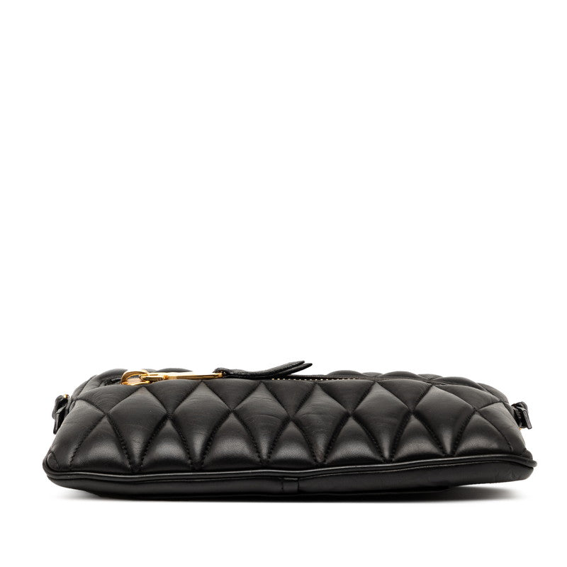 ミュウミュウ マテラッセ ハンドバッグ ショルダーバッグ 2WAY ブラック レザー レディース MIUMIU 【中古】
