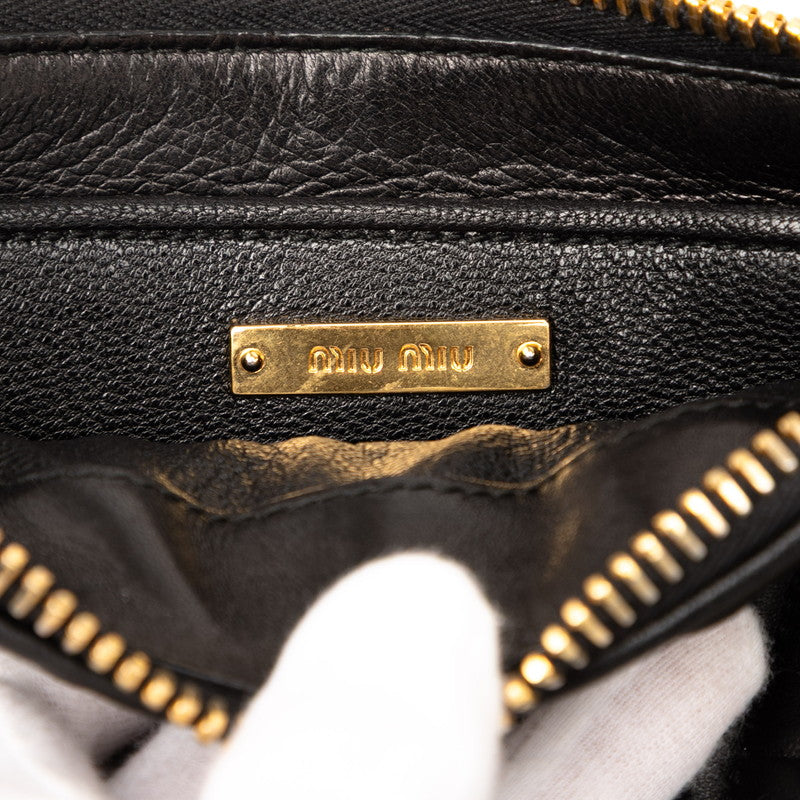 ミュウミュウ マテラッセ ハンドバッグ ショルダーバッグ 2WAY ブラック レザー レディース MIUMIU 【中古】