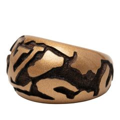 ルイ ヴィトン バーグ レオ モノグラム リング 指輪 #S M66029 メタリックゴールド ブラウン ウッド レディース LOUIS VUITTON 【中古】
