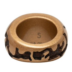 ルイ ヴィトン バーグ レオ モノグラム リング 指輪 #S M66029 メタリックゴールド ブラウン ウッド レディース LOUIS VUITTON 【中古】