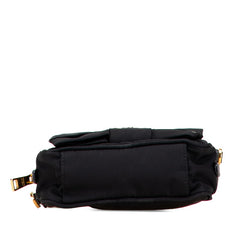 プラダ ロゴ リボン ショルダーバッグ ポーチ ブラック ナイロン レディース PRADA 【中古】