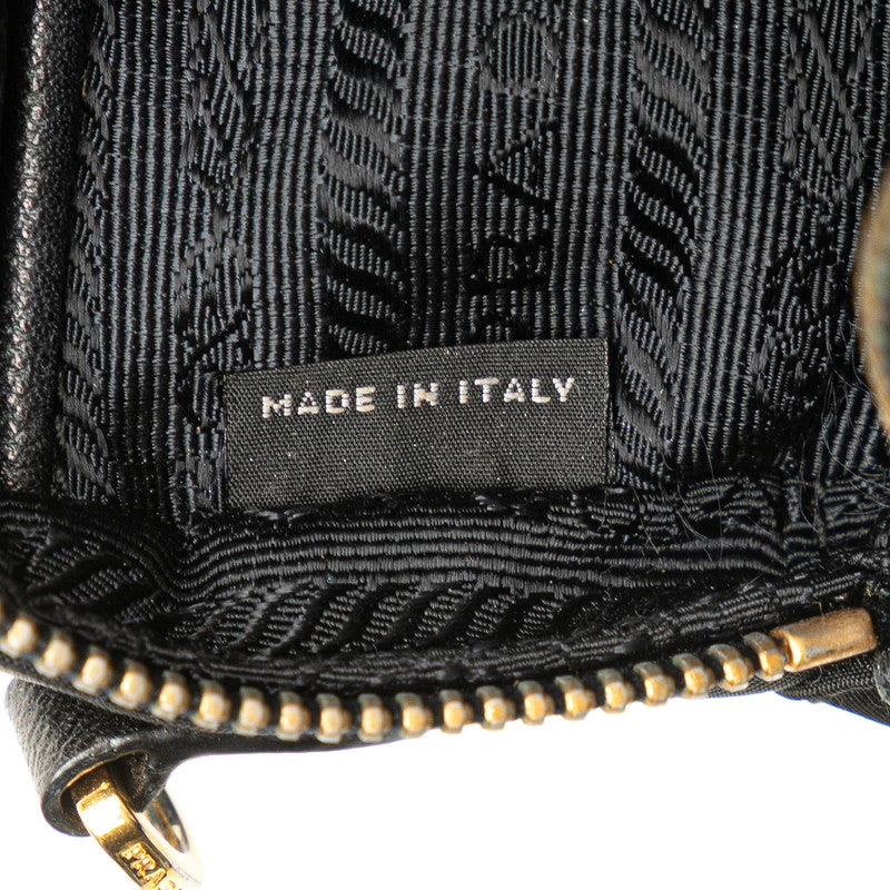 プラダ ロゴ リボン ショルダーバッグ ポーチ ブラック ナイロン レディース PRADA 【中古】