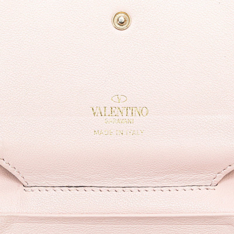 ヴァレンチノ ロックスタッズ 二つ折り財布 ピンク レザー レディース Valentino 【中古】