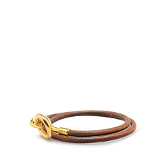 エルメス アタメ ブレスレット ゴールド ブラウン メッキ レザー レディース HERMES 【中古】