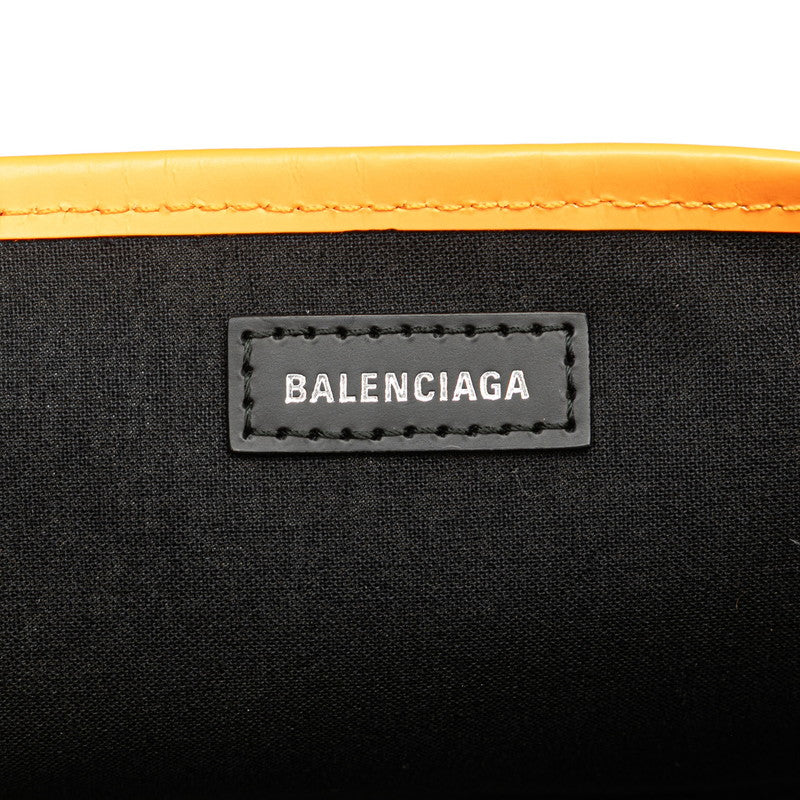 バレンシアガ ネイビーカバス XS ハンドバッグ ショルダーバッグ 2WAY 390346 ベージュ オレンジ キャンバス レザー レディース BALENCIAGA 【中古】