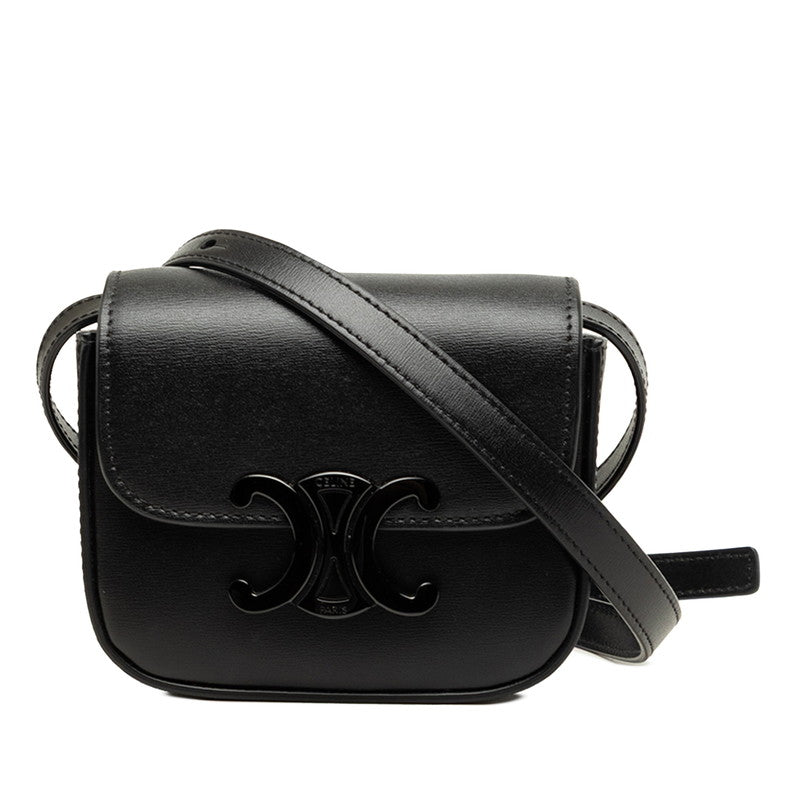セリーヌ トリオンフ ミニ クロード 斜め掛け ショルダーバッグ ブラック レザー レディース CELINE 中古