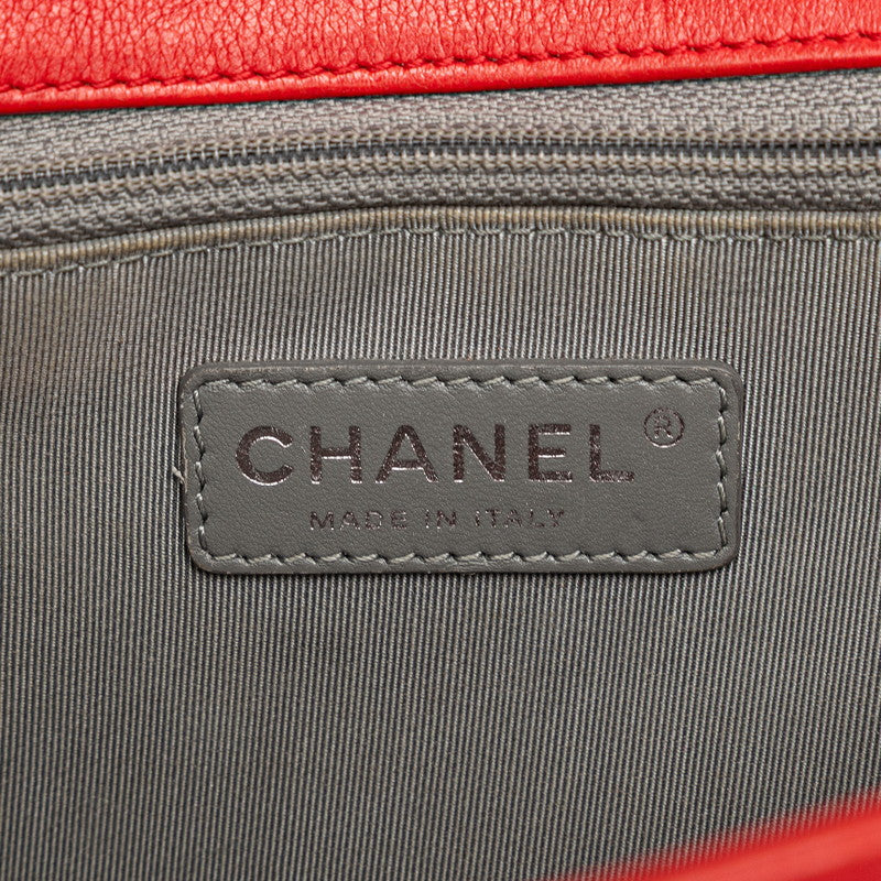シャネル ボーイシャネル ココマーク チェーン ショルダーバッグ ハンドバッグ レッド シルバー ラムスキン レディース CHANEL 【中古】