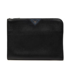 プラダ クラッチバッグ セカンドバッグ L字ファスナー 2VN003 ネロ ブラック サフィアーノレザー メンズ PRADA 【中古】
