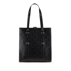 グッチ GGエンボス トートバッグ ハンドバッグ 700421 ブラック レザー レディース GUCCI 【中古】