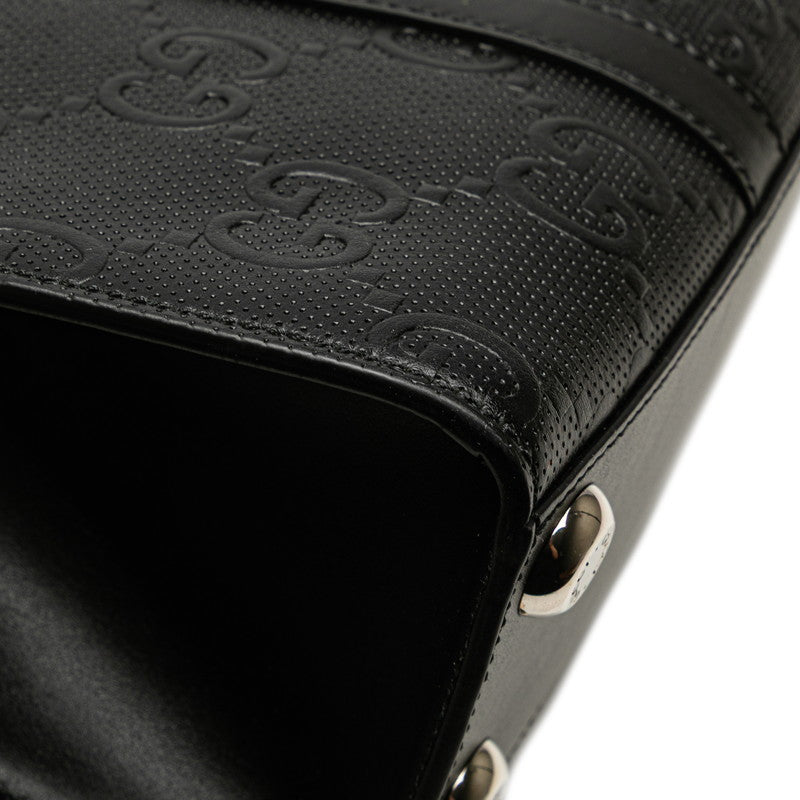 グッチ GGエンボス トートバッグ ハンドバッグ 700421 ブラック レザー レディース GUCCI 【中古】