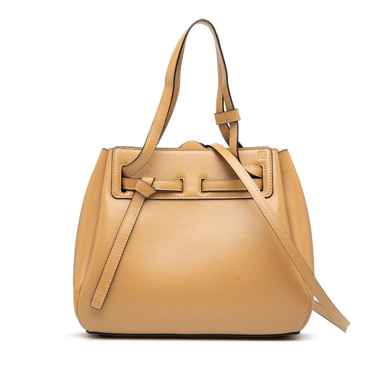 ロエベ アナグラムロゴ ラゾ ミニ ハンドバッグ ショルダーバッグ 2WAY ベージュ レザー レディース LOEWE 【中古】