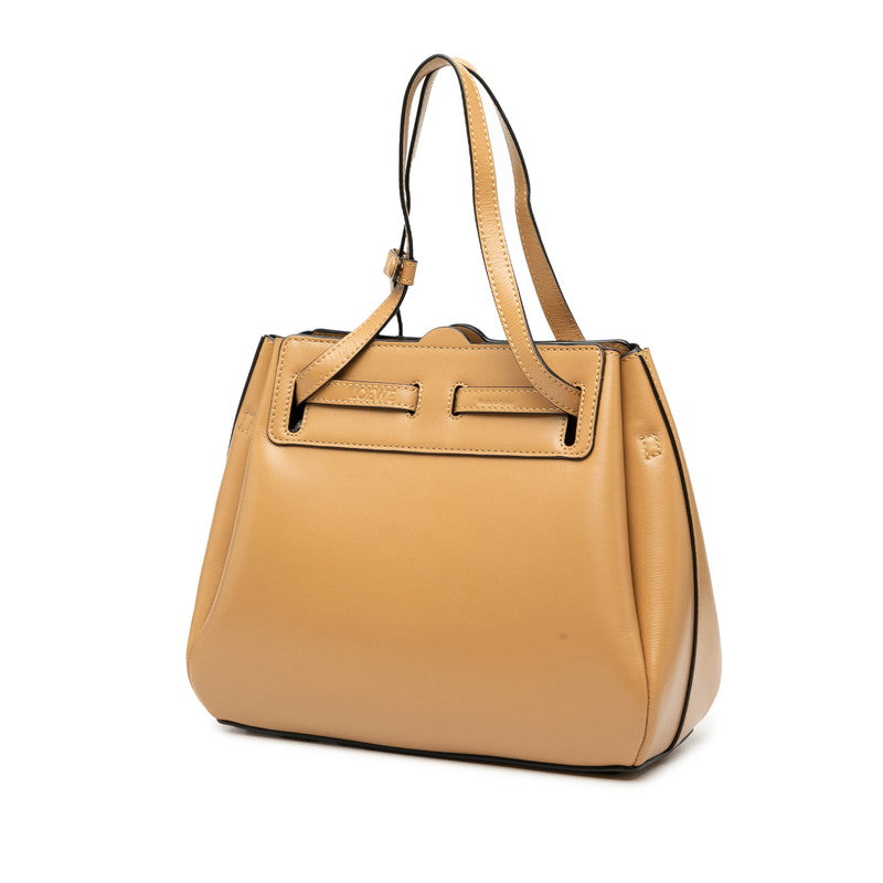 ロエベ アナグラムロゴ ラゾ ミニ ハンドバッグ ショルダーバッグ 2WAY ベージュ レザー レディース LOEWE 【中古】