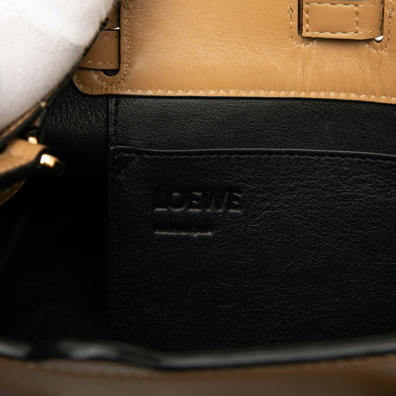 ロエベ アナグラムロゴ ラゾ ミニ ハンドバッグ ショルダーバッグ 2WAY ベージュ レザー レディース LOEWE 【中古】