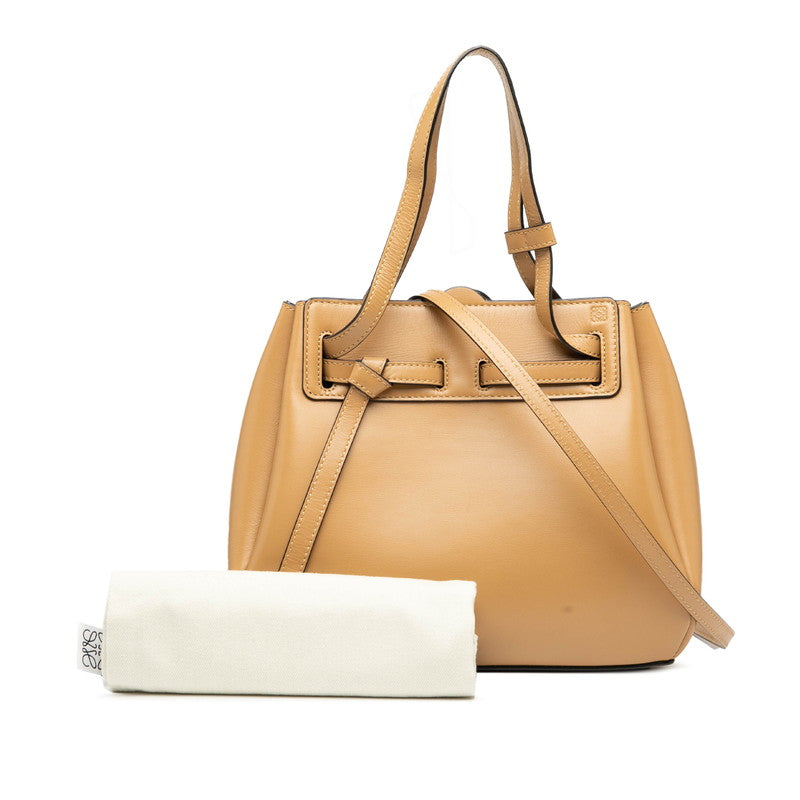 ロエベ アナグラムロゴ ラゾ ミニ ハンドバッグ ショルダーバッグ 2WAY ベージュ レザー レディース LOEWE 【中古】