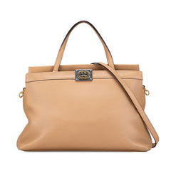 グッチ インターロッキングG ハンドバッグ ショルダーバッグ 2WAY 630595 ベージュ レザー レディース GUCCI 【中古】