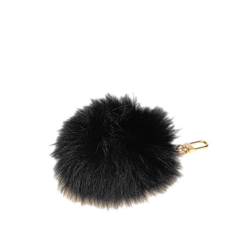 ルイ ヴィトン ファジーバブルファー バッグチャーム キーホルダー M67372 ブラック ゴールド金具 ファー レディース LOUIS VUITTON 【中古】