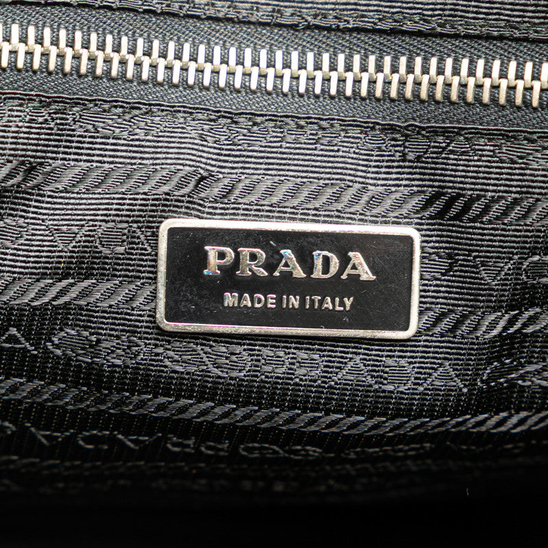 プラダ 三角ロゴプレート ハンドバッグ ショルダーバッグ 2WAY BN1066 ブラック ナイロン レザー レディース PRADA 【中古】