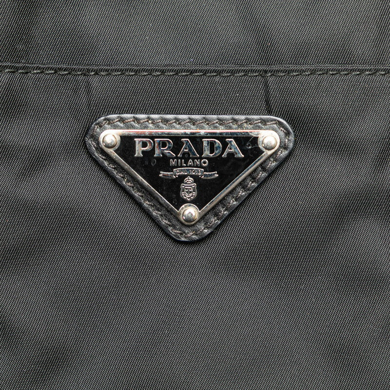 プラダ 三角ロゴプレート ハンドバッグ ショルダーバッグ 2WAY BN1066 ブラック ナイロン レザー レディース PRADA 【中古】