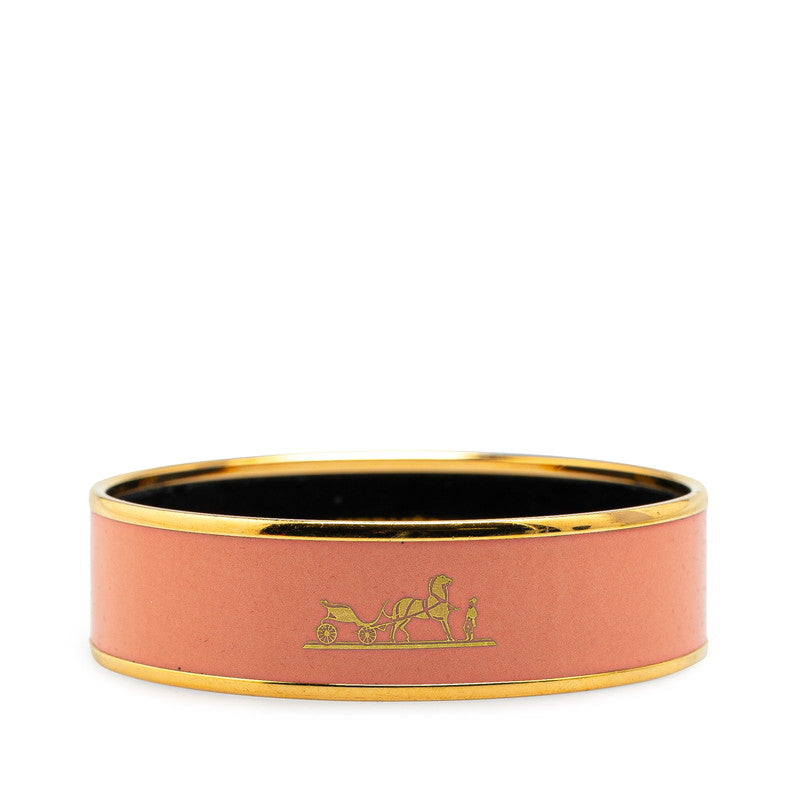 エルメス エマイユ カレーシュGM バングル ピンク ゴールド メッキ レディース HERMES 【中古】