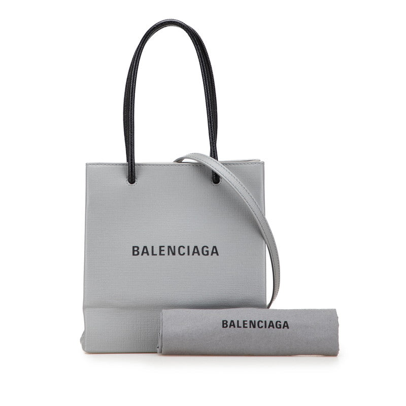 バレンシアガ ショッピングトート XXS ハンドバッグ ショルダーバッグ 2WAY 597858 グレー レザー レディース BALENCIAGA 【中古】