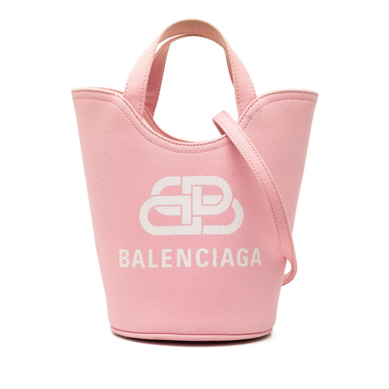 バレンシアガ ウェーブ XS ハンドバッグ ショルダーバッグ バケット 2WAY 619979 ピンク キャンバス レディース BALENCIAGA 【中古】