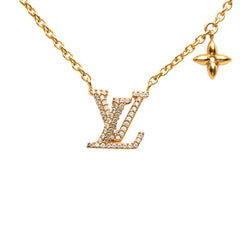 ルイ ヴィトン モノグラム フラワー LV アイコニック ネックレス M00596 ゴールド メッキ ラインストーン レディース LOUIS VUITTON 中古