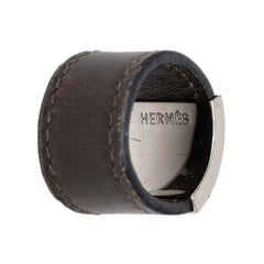 エルメス ルーリーリング リング 指輪 ブラウン シルバー レザー レディース HERMES 【中古】