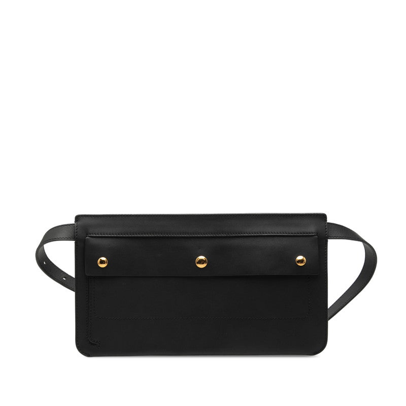 バーバリー ウエストバッグ ボディバッグ ブラック レザー レディース BURBERRY 【中古】