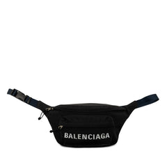 バレンシアガ ウィール ロゴ ボディバッグ ウエストバッグ 528862 ブラック ネイビー ナイロン レディース BALENCIAGA 【中古】
