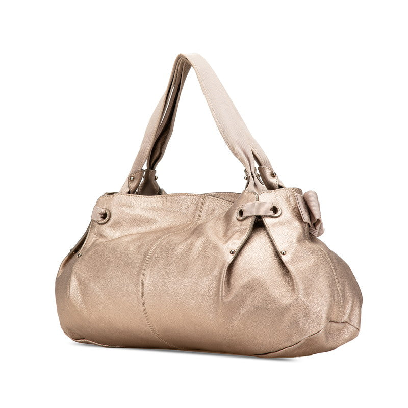 サルヴァトーレフェラガモ ヴァラリボン トートバッグ ゴールド レザー レディース Salvatore Ferragamo 【中古】