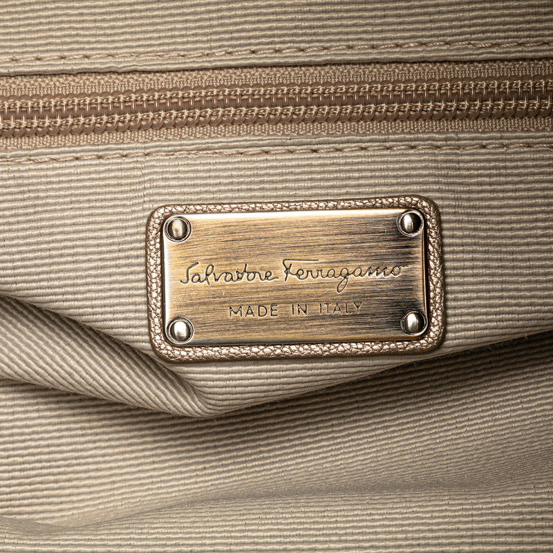 サルヴァトーレフェラガモ ヴァラリボン トートバッグ ゴールド レザー レディース Salvatore Ferragamo 【中古】