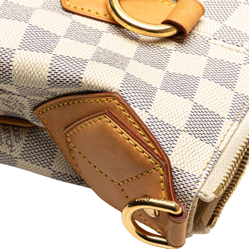 ルイ ヴィトン ダミエ アズール イーヴォラMM ハンドバッグ N41133 ホワイト ブラウン PVC レザー レディース LOUIS VUITTON 【中古】