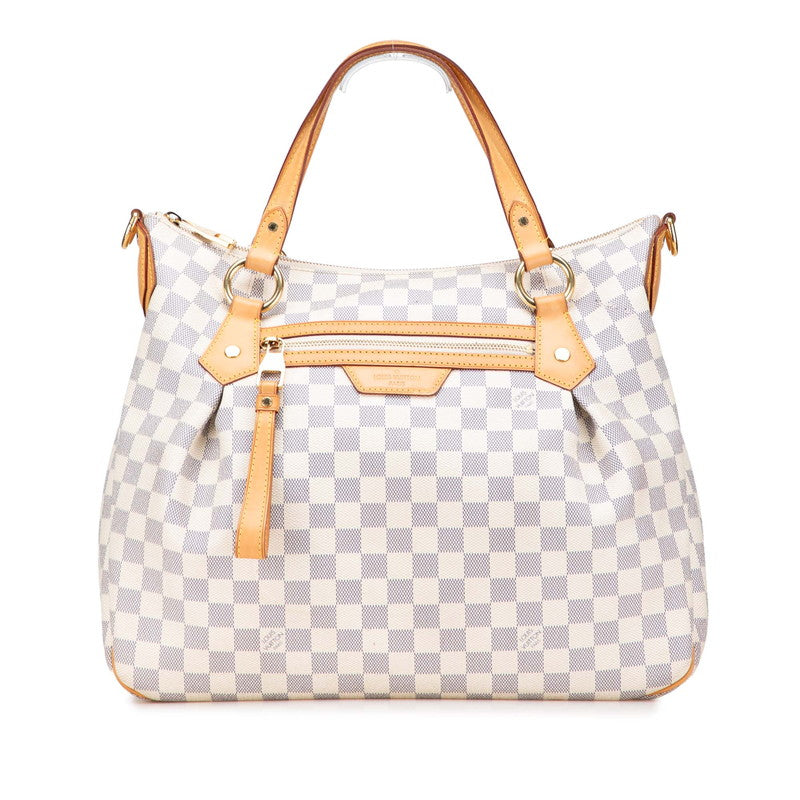 ルイ ヴィトン ダミエ アズール イーヴォラMM ハンドバッグ N41133 ホワイト ブラウン PVC レザー レディース LOUIS VUITTON 【中古】