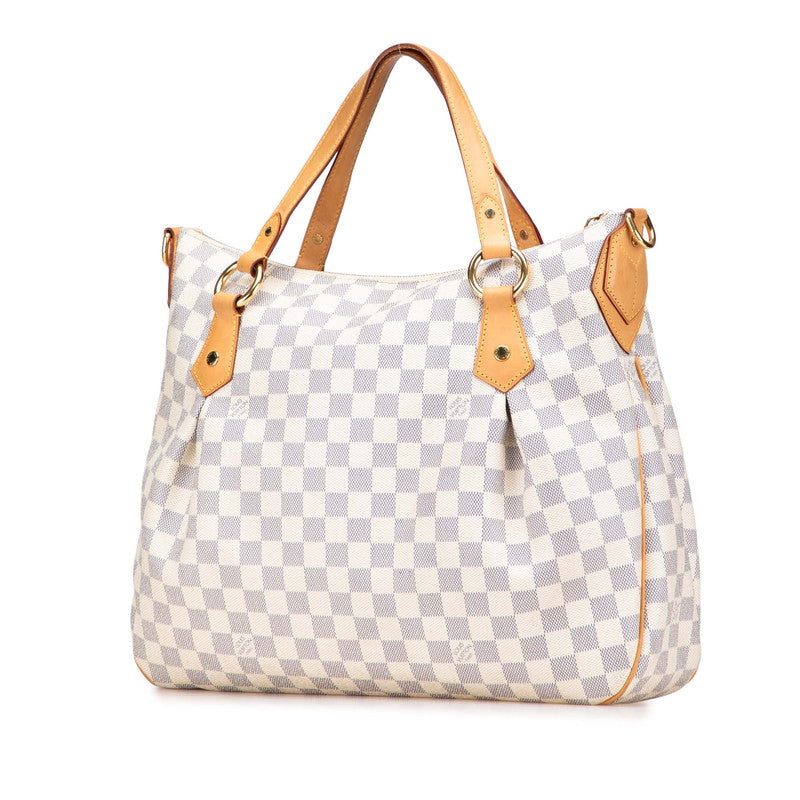ルイ ヴィトン ダミエ アズール イーヴォラMM ハンドバッグ N41133 ホワイト ブラウン PVC レザー レディース LOUIS VUITTON 【中古】