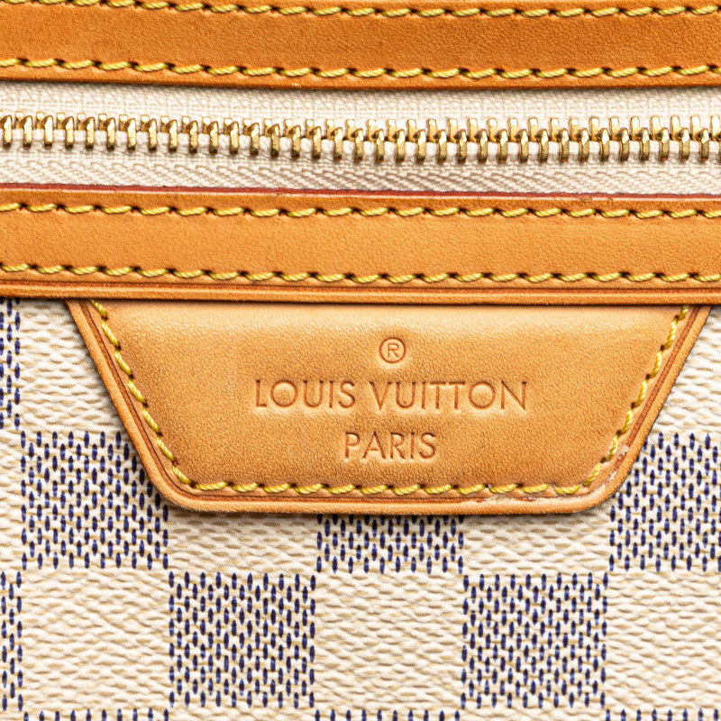 ルイ ヴィトン ダミエ アズール イーヴォラMM ハンドバッグ N41133 ホワイト ブラウン PVC レザー レディース LOUIS VUITTON 【中古】