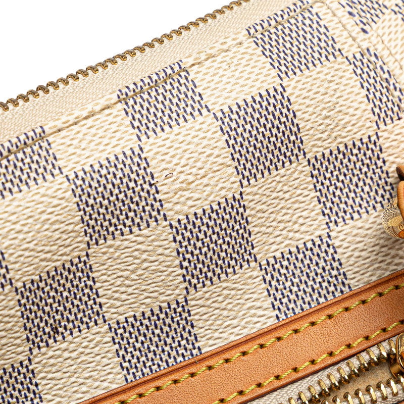ルイ ヴィトン ダミエ アズール イーヴォラMM ハンドバッグ N41133 ホワイト ブラウン PVC レザー レディース LOUIS VUITTON 【中古】