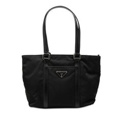 プラダ 三角ロゴプレート トートバッグ ショルダーバッグ ブラック ナイロン レザー レディース PRADA 【中古】