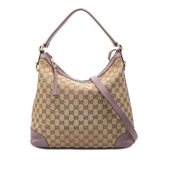 グッチ GGキャンバス ハンドバッグ ショルダーバッグ 2WAY 326514 ベージュ パープル レザー キャンバス レディース GUCCI 【中古】