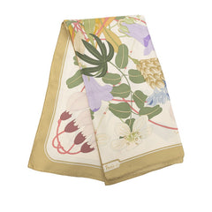 エルメス カレ90 Flora Graeca ギリシャの花 スカーフ 大判 グリーン系 マルチカラー シルク レディース HERMES 【中古】