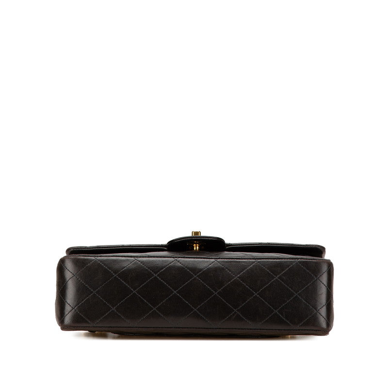 シャネル マトラッセ25 Wフラップ チェーン ショルダーバッグ ブラック ラムスキン レディース CHANEL 【中古】