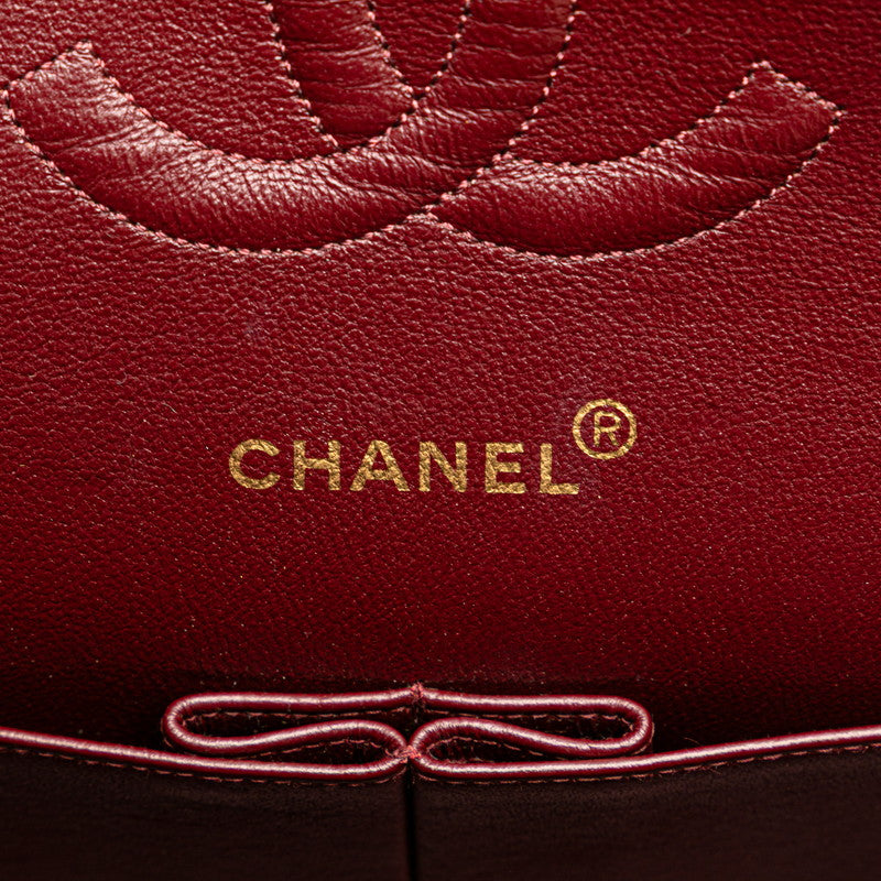 シャネル マトラッセ25 Wフラップ チェーン ショルダーバッグ ブラック ラムスキン レディース CHANEL 【中古】