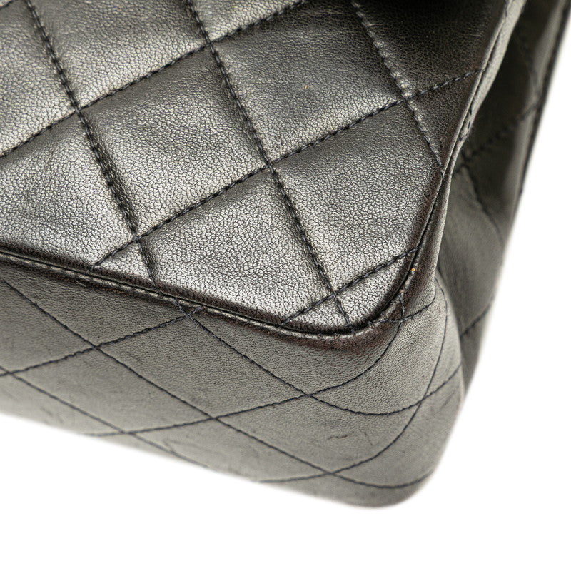 シャネル マトラッセ25 Wフラップ チェーン ショルダーバッグ ブラック ラムスキン レディース CHANEL 【中古】