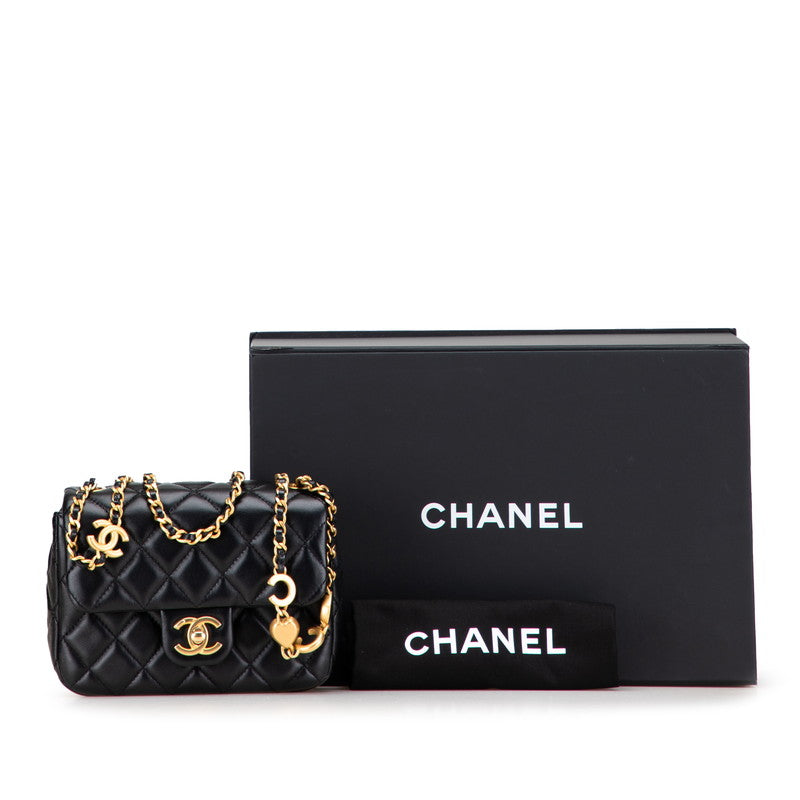 シャネル ミニマトラッセ ココマーク チェーン ショルダーバッグ ブラック ラムスキン レディース CHANEL 【中古】