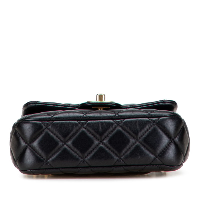 シャネル ミニマトラッセ ココマーク チェーン ショルダーバッグ ブラック ラムスキン レディース CHANEL 【中古】