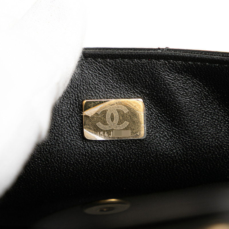 シャネル ミニマトラッセ ココマーク チェーン ショルダーバッグ ブラック ラムスキン レディース CHANEL 【中古】
