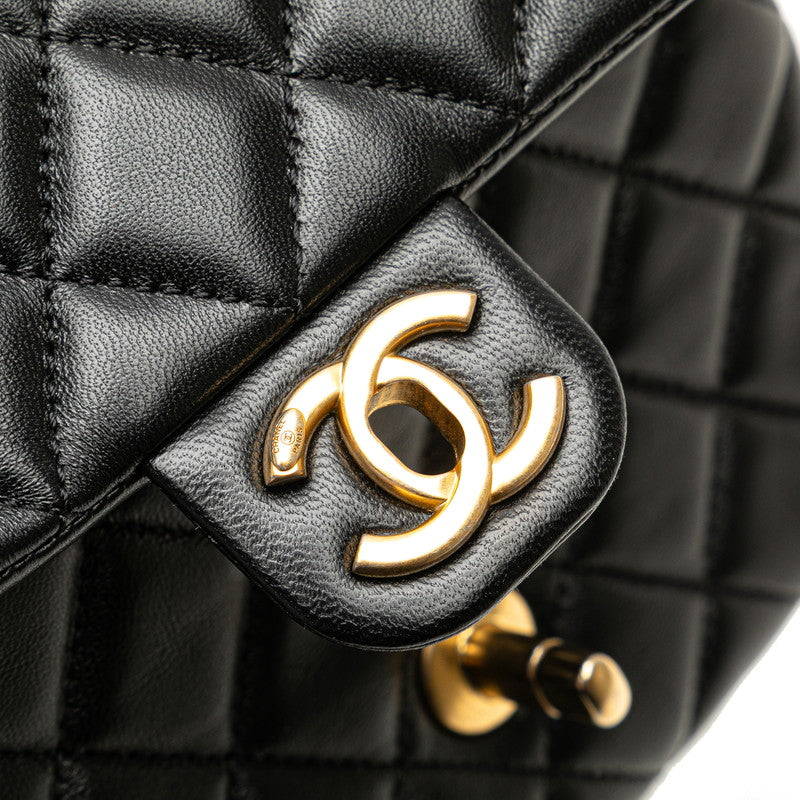 シャネル ミニマトラッセ ココマーク チェーン ショルダーバッグ ブラック ラムスキン レディース CHANEL 【中古】