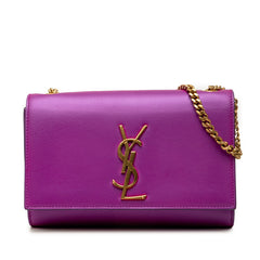 サンローラン ケイト 斜め掛け チェーン ショルダーバッグ 469390 パープル レザー レディース SAINT LAURENT 中古
